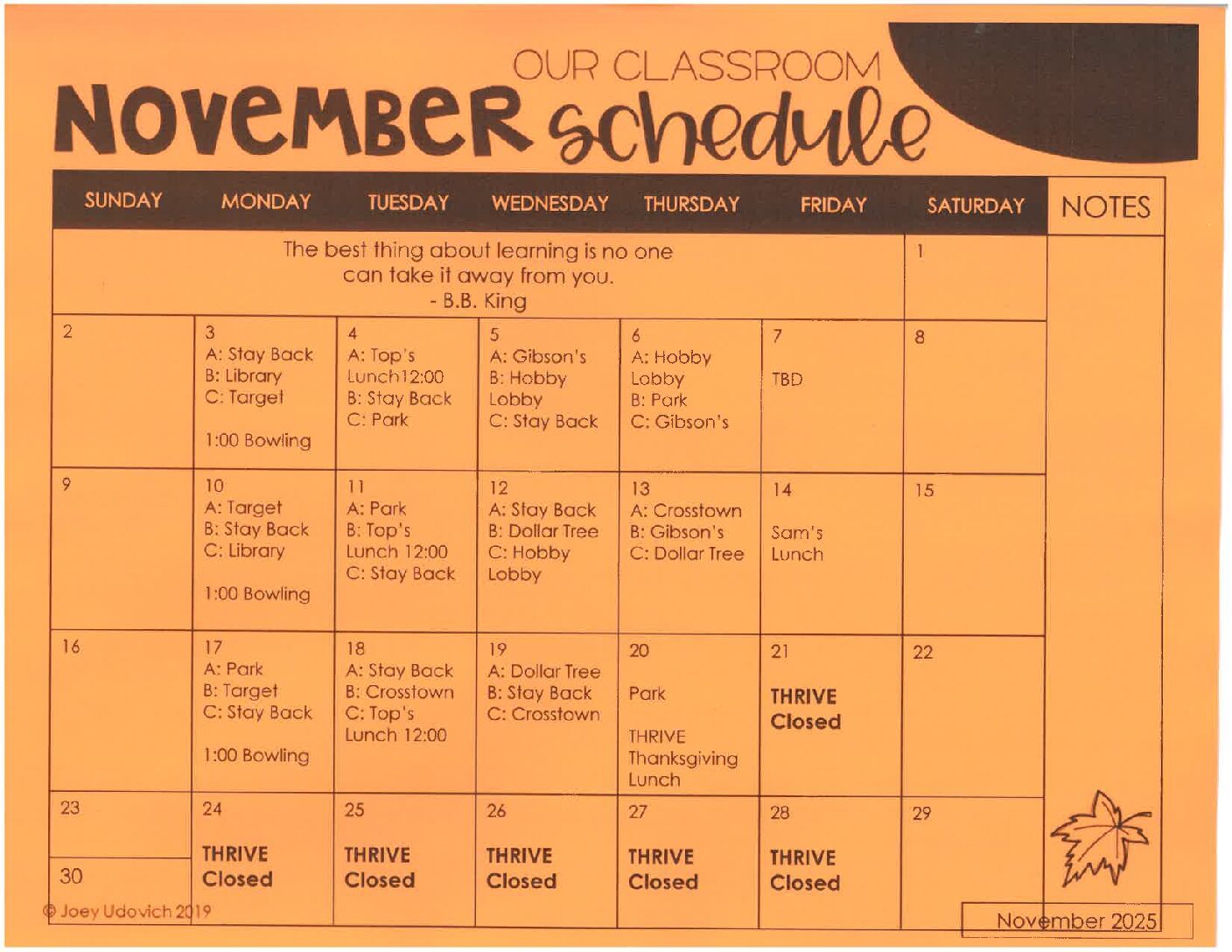 October Calendar